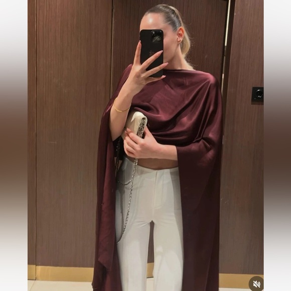 Zara flowing satin cape - Picture 4 of 16